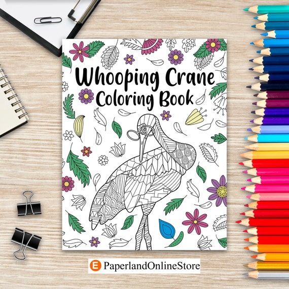 Whooping crane coloring book coloring books for adults bird in north america animal mandala coloring pages gifts for painting lovers