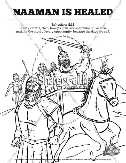 Naaman the leper kings sunday school coloring pages â