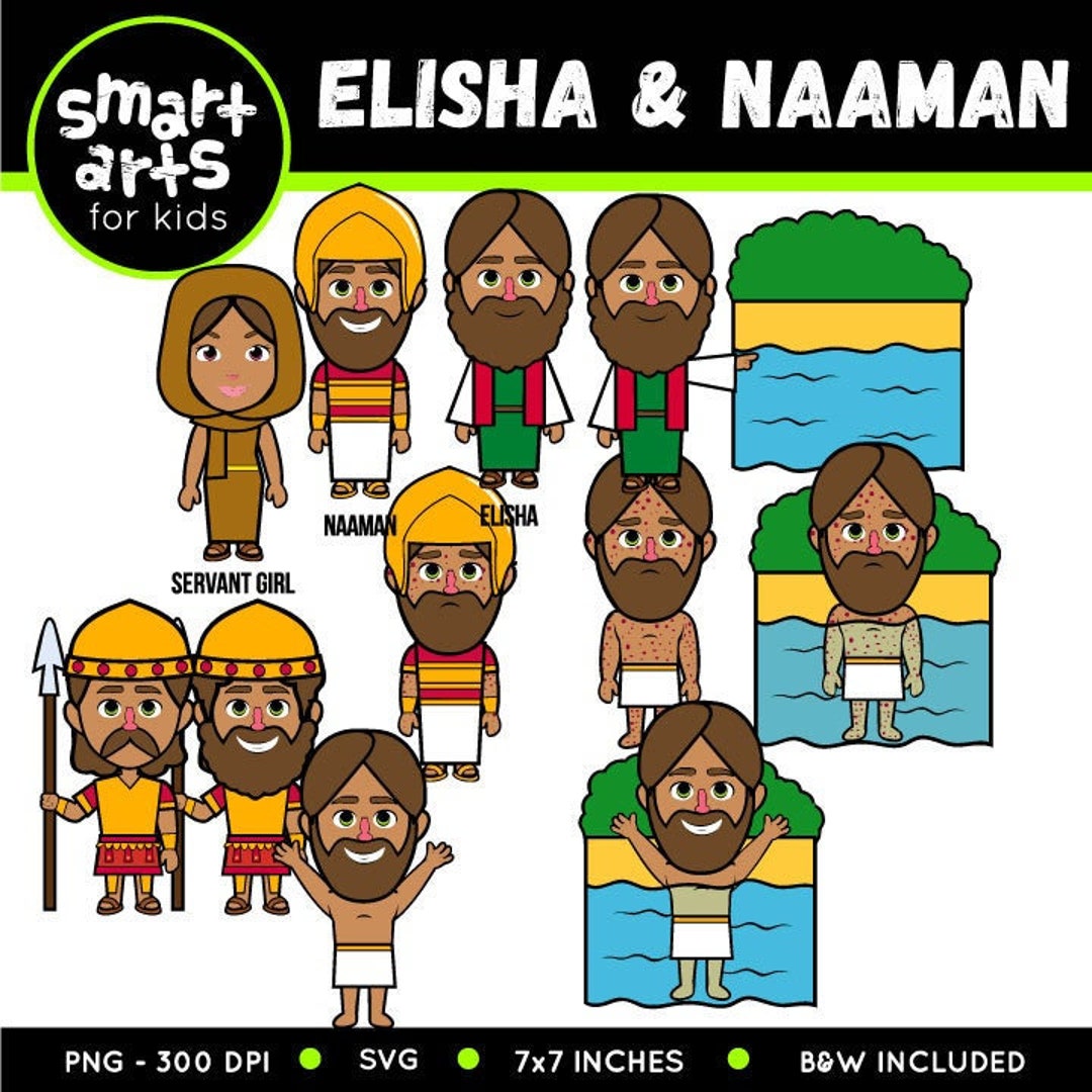 Elisha and naaman clip art bible based bible characters svg cricut instant download bible story vbs sunday school