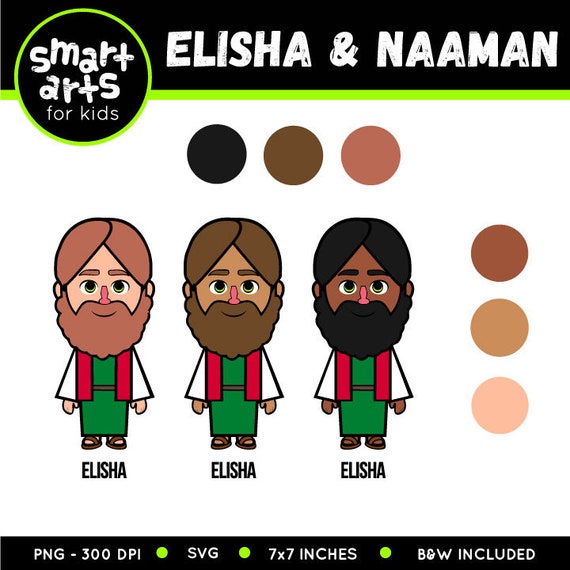 Elisha and naaman clip art bible based bible characters svg cricut instant download bible story vbs sunday school