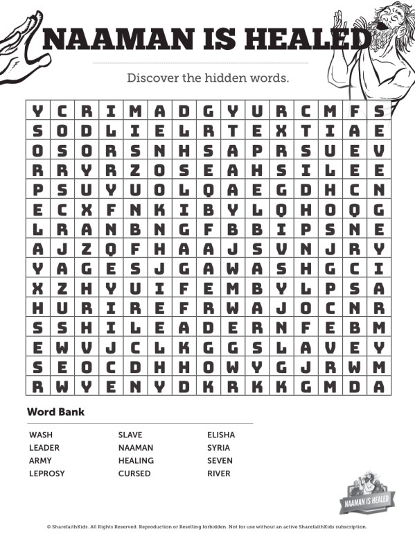 Naaman the leper kings sunday school crossword puzzles clover media