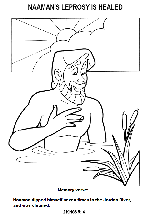 Naaman healed coloring page sunday school coloring pages bible coloring pages bible story crafts