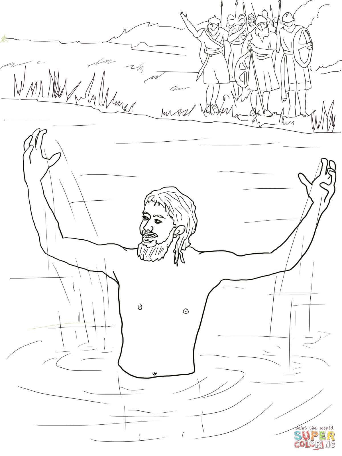 Elisha heals naaman coloring page free printable coloring pages