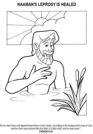 Naamans leprosy is healed coloring page worksheet