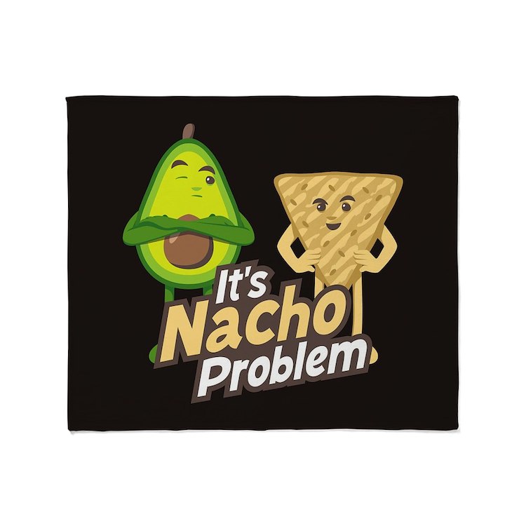 Emoji avocado nacho problem throw blanket