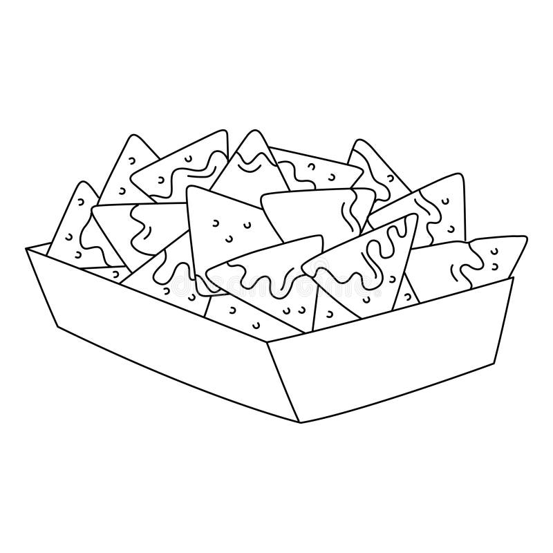 Nachos isolated coloring page for kids stock vector