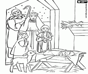 Colorea virtualmente el nacimiento de jesus born virtual coloring page