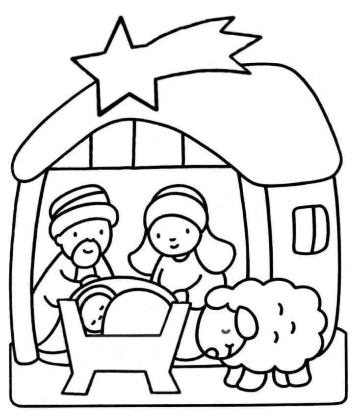 Dibujo para colorear nacimiento del nino jesus