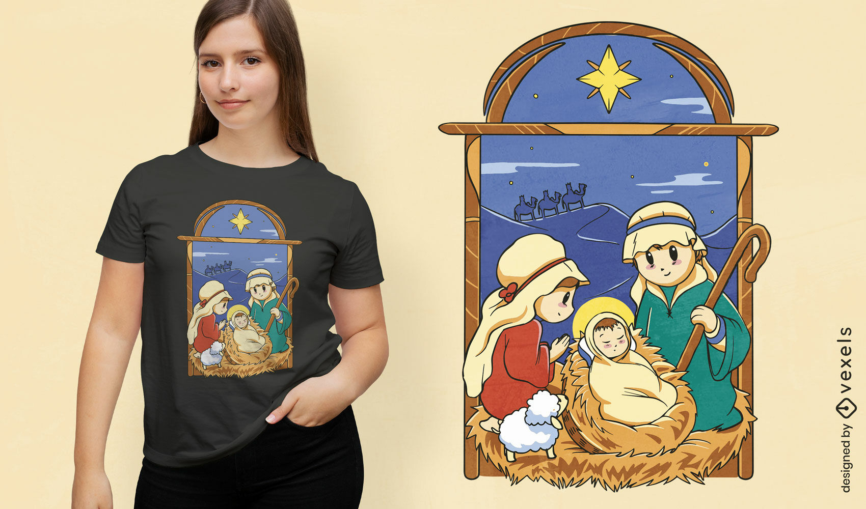 Dcarga vector de diseão de camiseta navideãa del nacimiento de jãºs