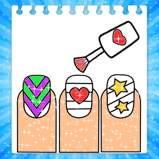 Glitter coloring book nail art