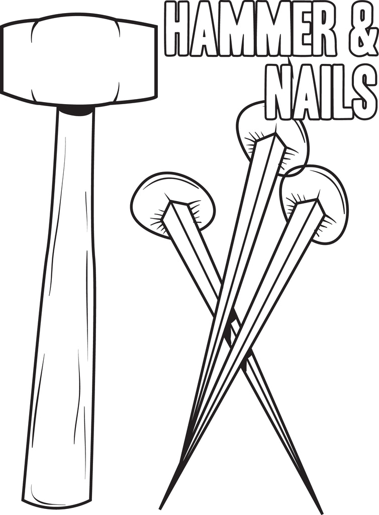 Printable hammer and nails crucifixion coloring page for kids â