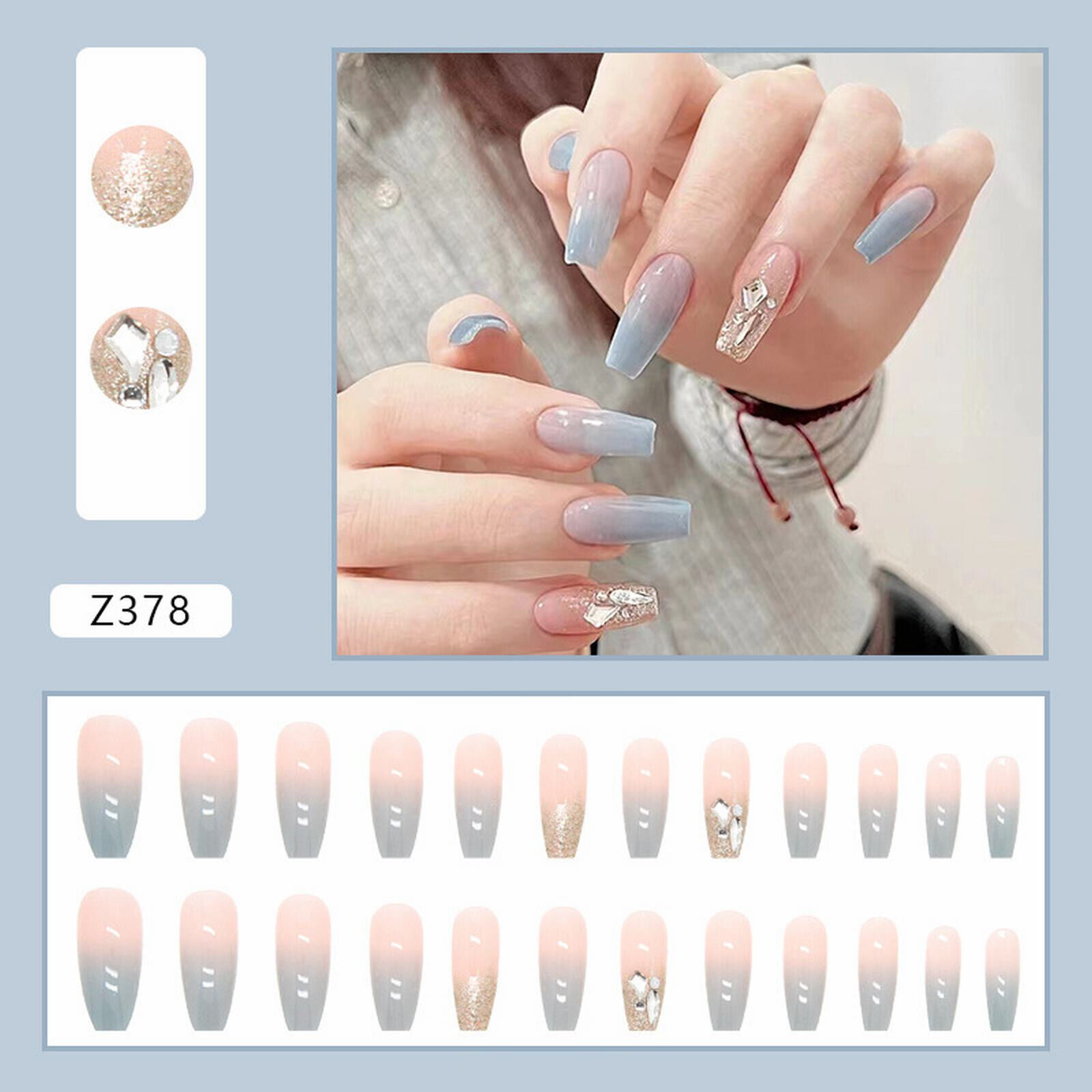 Shiny press fake nails set of include acrylic coffin nail kit for beginners