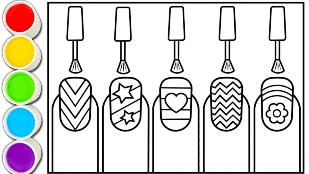 Nail anicure ð drawing coloring painting for kids toddlers nail polish coloring pages for kids