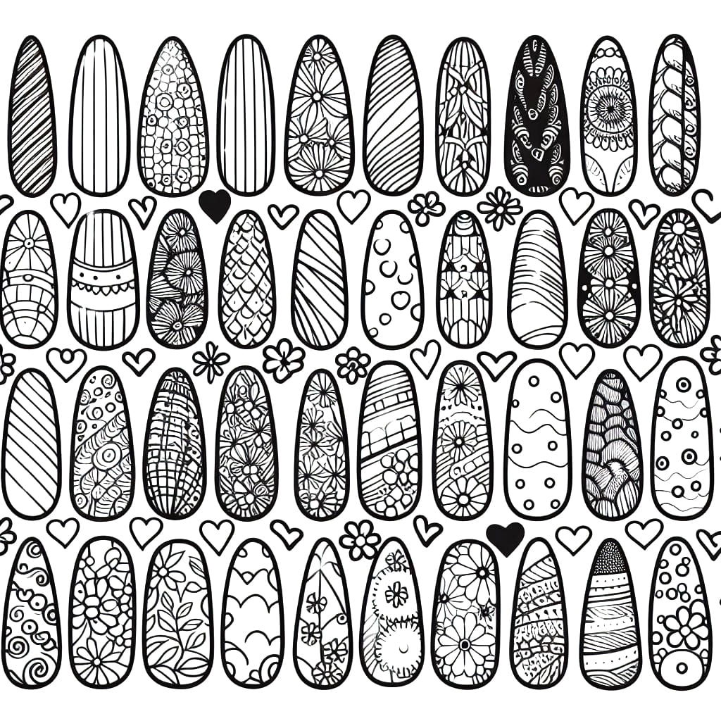 Nail collection coloring page