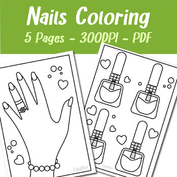 Nails color set coloring pages for adults and children pages by easy hop