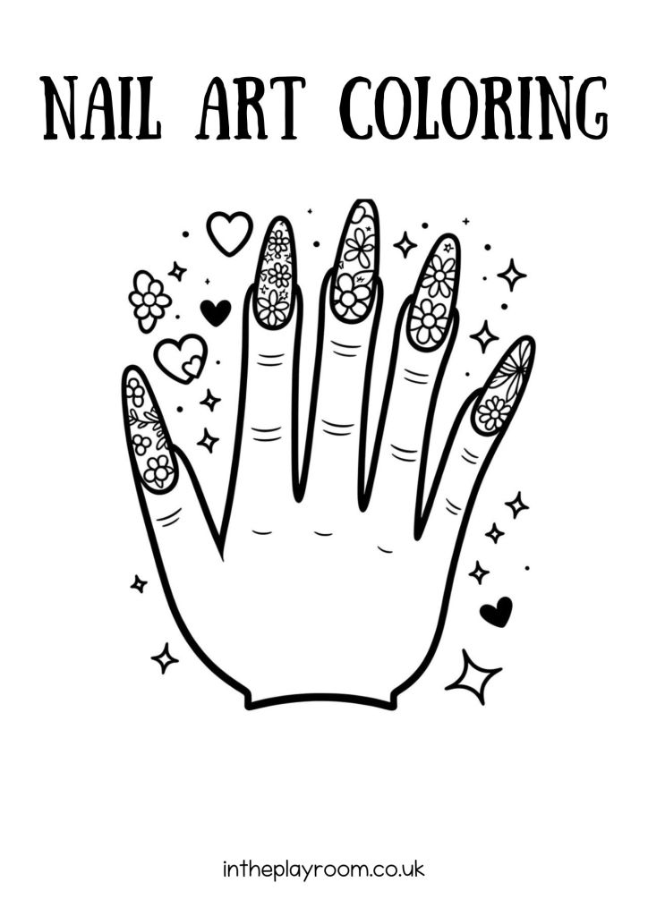 Free nail art loring pages for kids