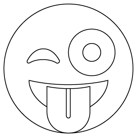 Winking face with tongue emoji coloring page free printable coloring pages