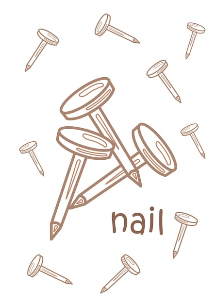 Premium vector alphabet n for nail vocabulary reading school coloring pages for kids and adult