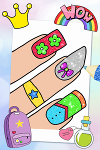 Glitter nail coloring book for android