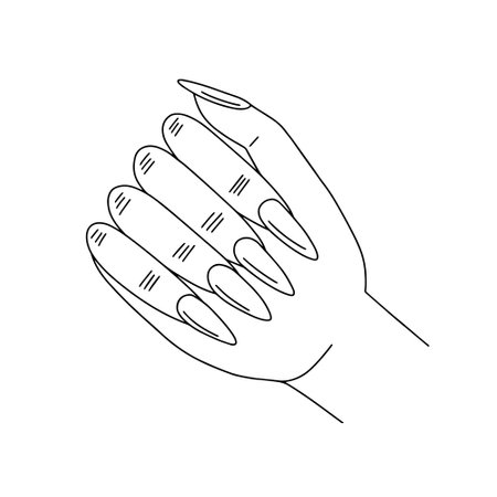 Vector woman hand sketch with manicure beautiful woman hand with nails illustration