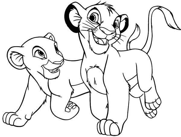 Lion king the lion king simba and his girlfriend coloring page lion king drawings cartoon lion lion coloring pag