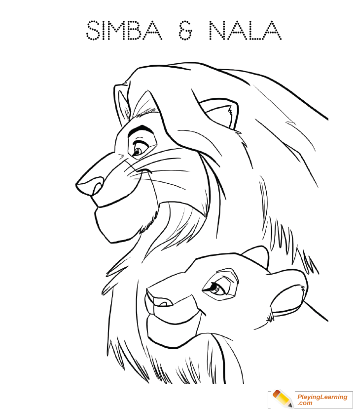 The lion king simba nala coloring page free the lion king simba nala coloring page