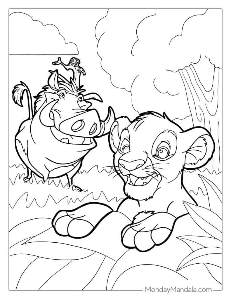 Lion king coloring pages free pdf printables