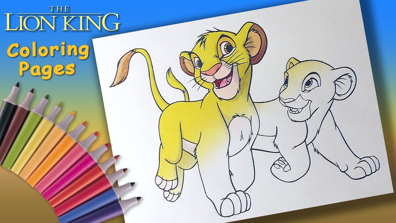 Lion king coloring book for kids young siba and nala coloring page