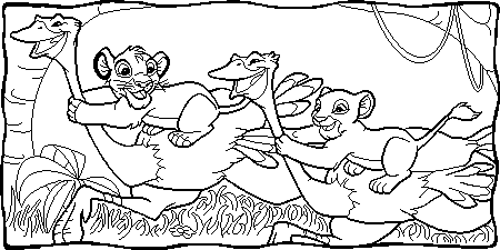 Simba and nala are riding two ostrichs coloring page free printable coloring pages