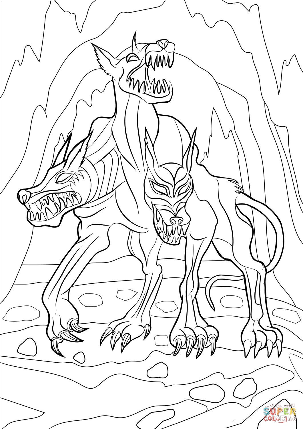 Cerberus coloring page free printable coloring pages