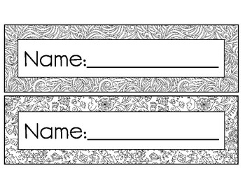 Mosaic mandala diy alphabet name plate desk tag coloring print cursive