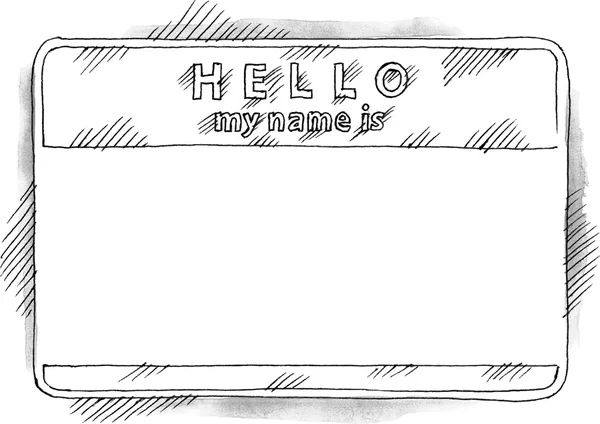 Hello my name is tag sticker on white background blank badge painted handmade draw ink sketch technique vector illustration clip