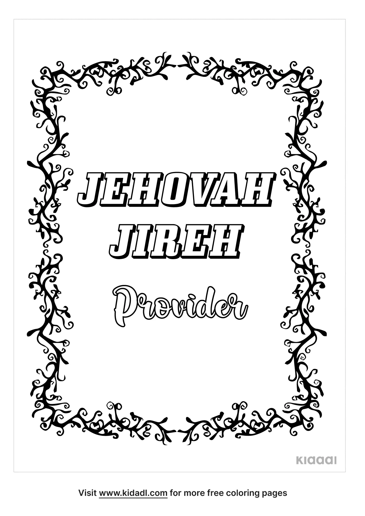 Free names of god coloring page coloring page printables