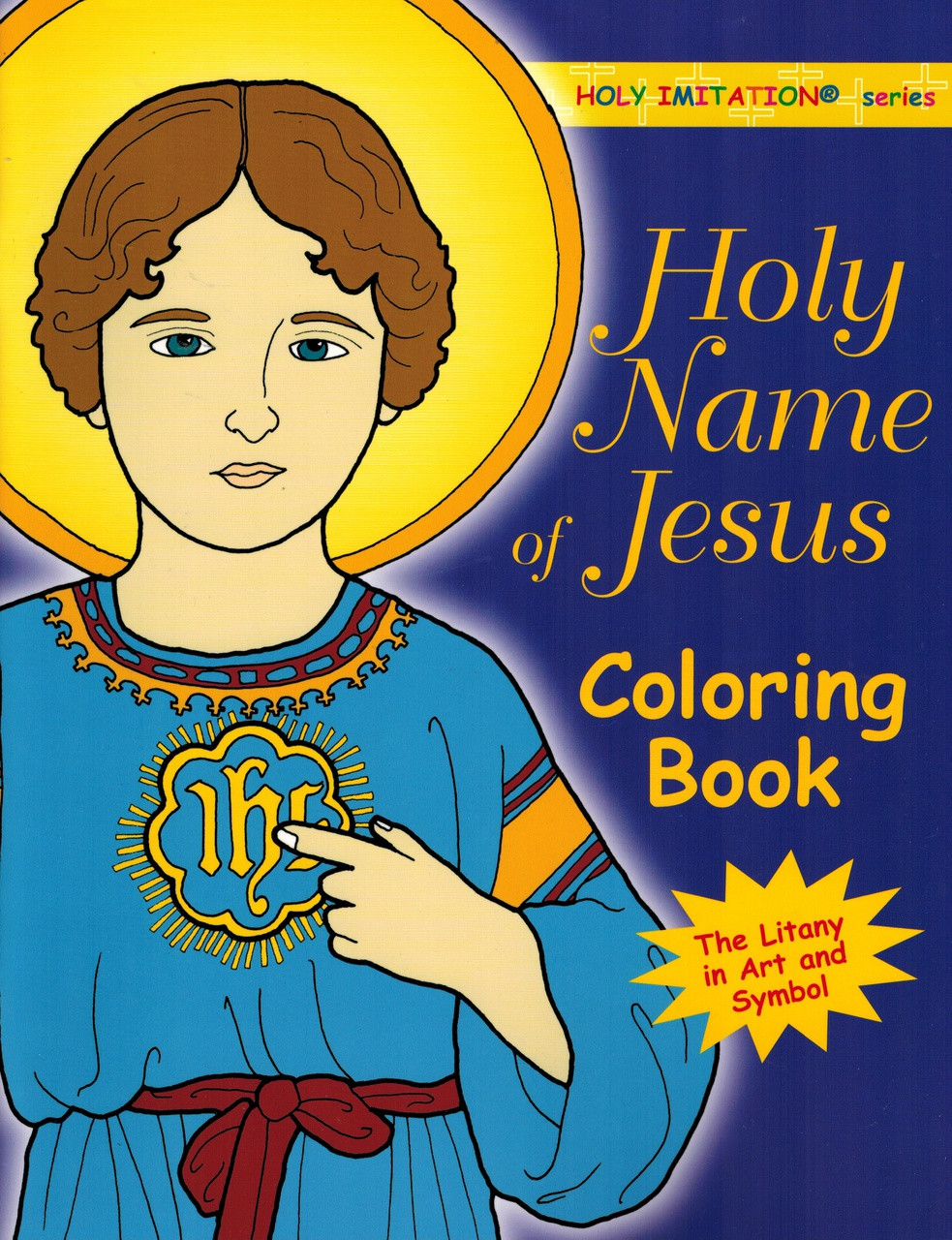 Coloring book for adults on holy name of jesus includes prayers litanies on each page