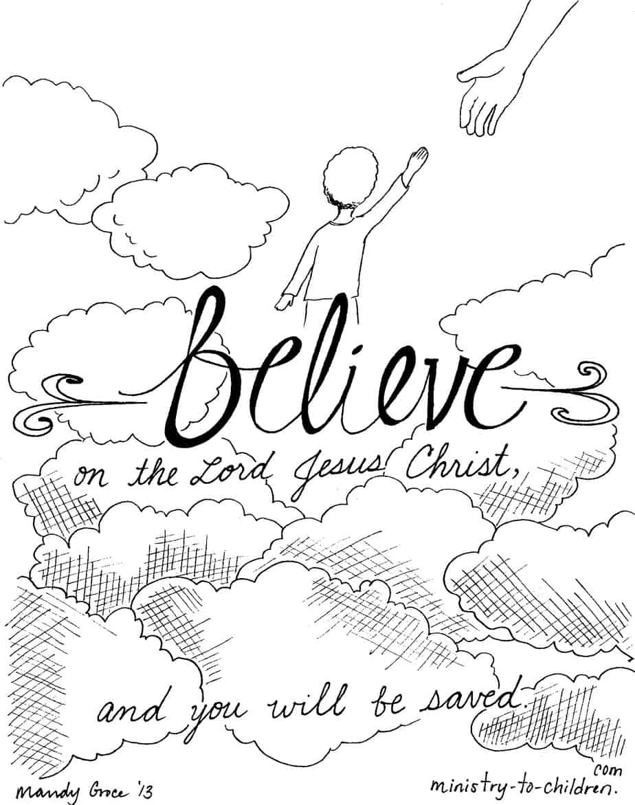 Believe on the lord jesus coloring page