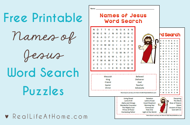 Names of jesus word search free printables