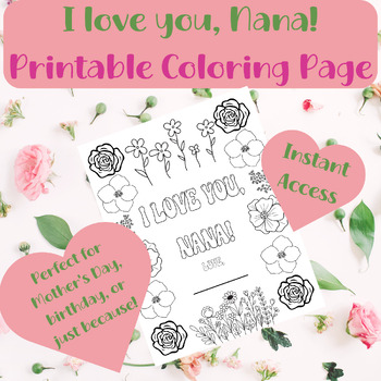 I love you nana printable coloring page