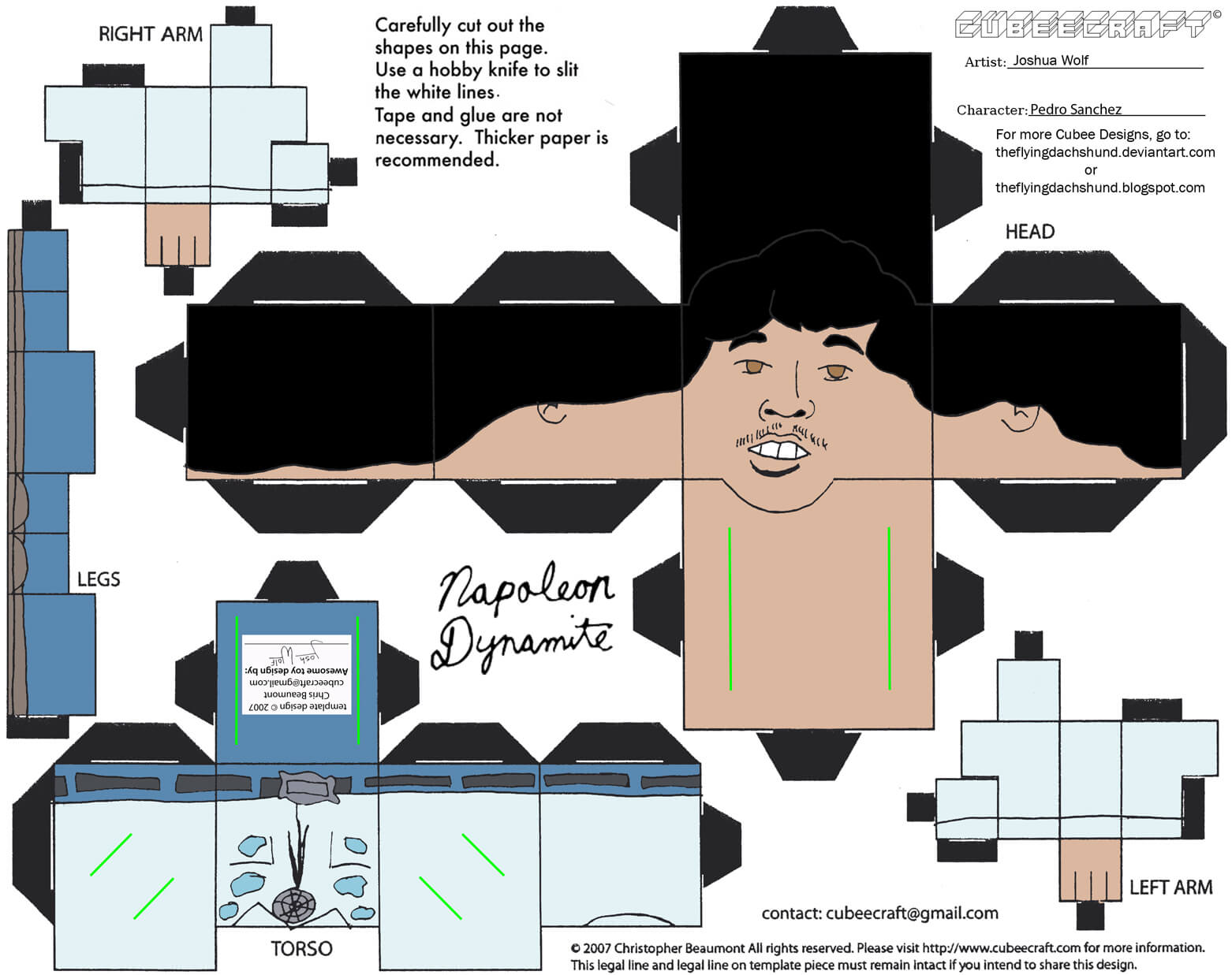 Pedro sanchez from napoleon dynamite paper toy free printable papercraft templates