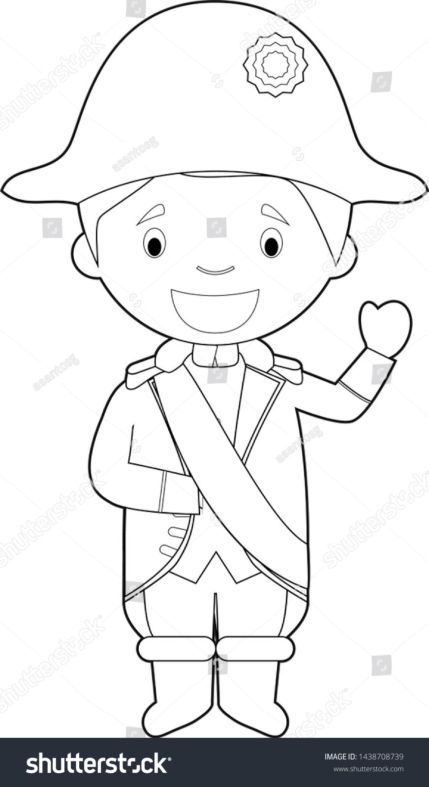 Easy coloring napoleon bonaparte cartoon character stock vector royalty free