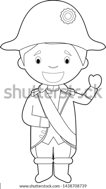 Easy coloring napoleon bonaparte cartoon character stock vector royalty free