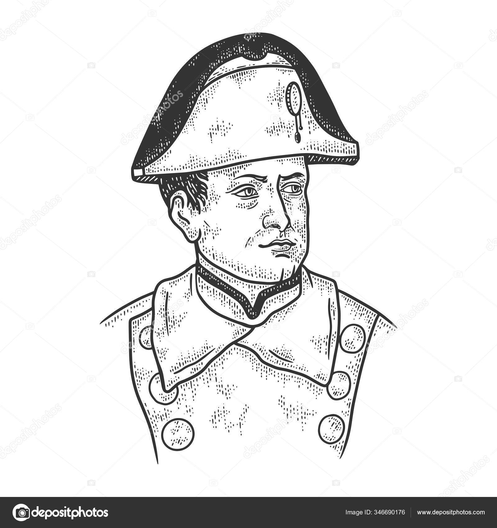 Napoleon bonaparte portrait sketch engraving vector illustration t