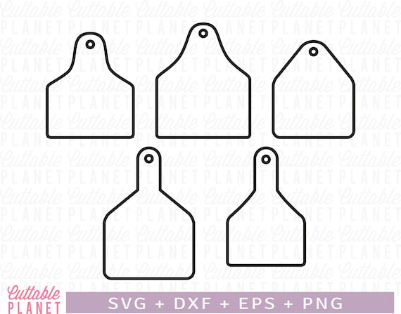 Cow tag outlined svg dxf eps png jpg cow tag png ear tag cow svg ear tag template