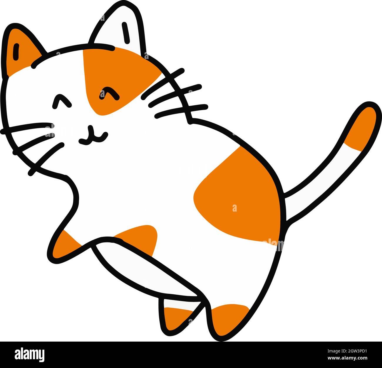 Hand drawing as white and orange cat shape in cartoon design on white background stock vector image art