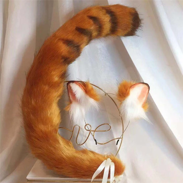 New orange cat anime simulation beast ear beast tail wolf ear cat ear fox ear hair hoop custom cospla