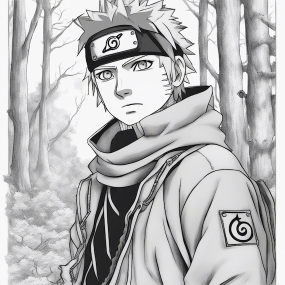 Naruto coloring page anime coloring page digital coloring page