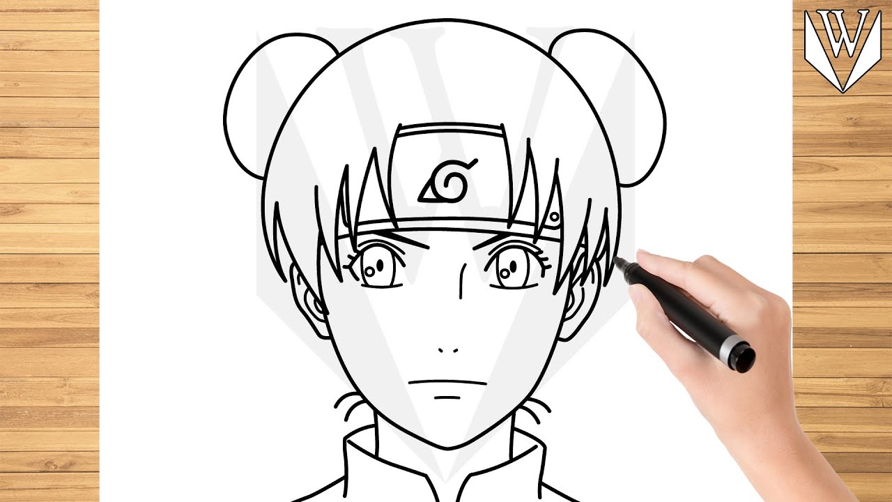 How to draw tenten naruto step by step tutorial free download coloring page