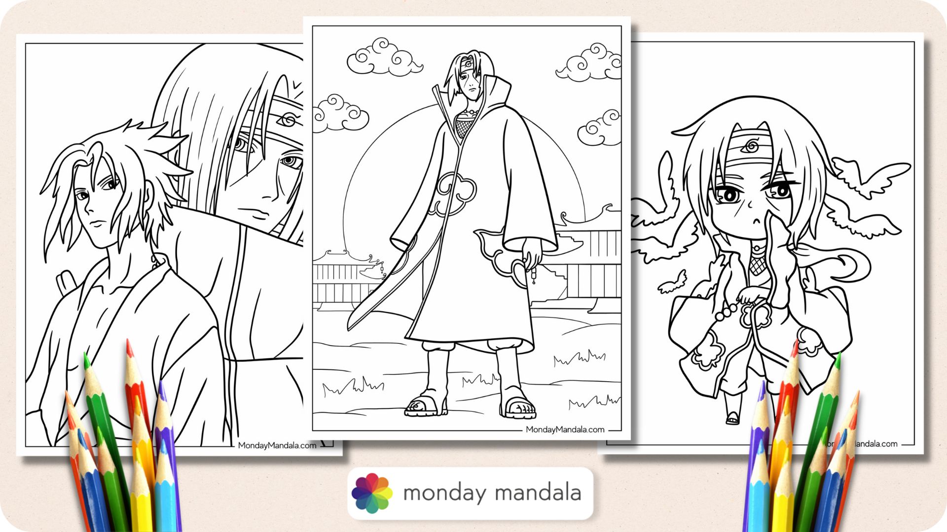 Itachi coloring pages free pdf printables