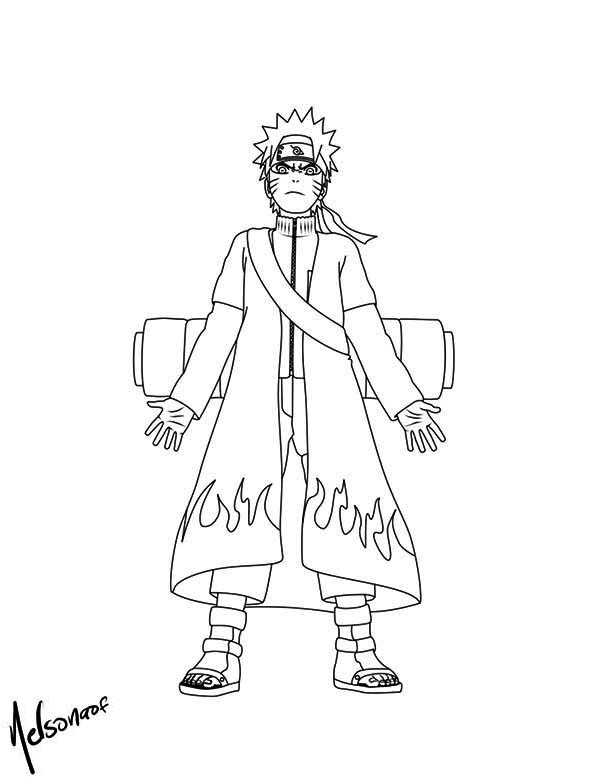 Naruto with cool fire robe coloring page download print online coloring pages for free â