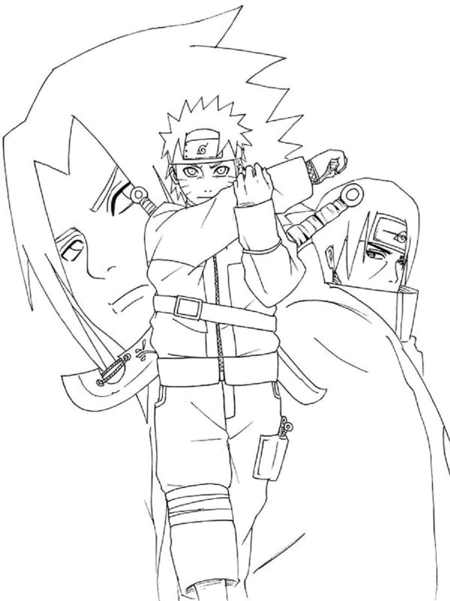 Naruto sasuke and itachi coloring page