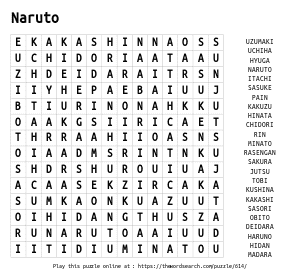 Naruto word search